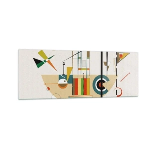 Impression sur verre - Image sur verre - Abstraction colorée avec des formes géométriques - 140x50cm - Et le monde s’amuse - Décoration murale moderne pour le salon et la chambre ARTTOR