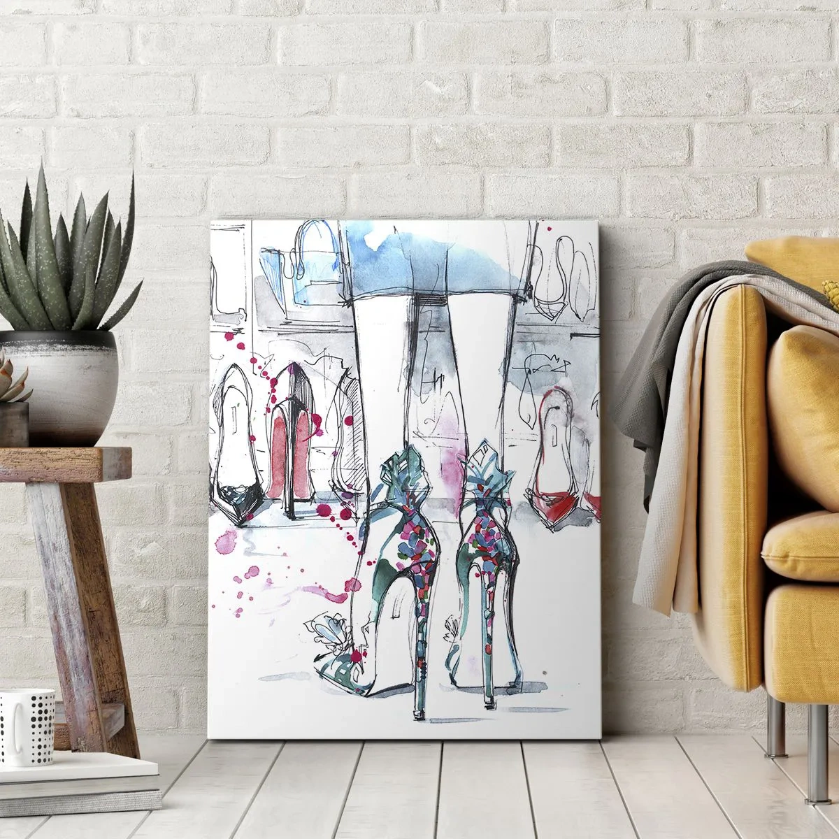 Impression sur toile - Image sur toile - Graphismes artistiques mettant en vedette des talons hauts et des accessoires - 70x100cm - Sésame, ouvre-toi - Décoration murale moderne pour le salon et la chambre ARTTOR