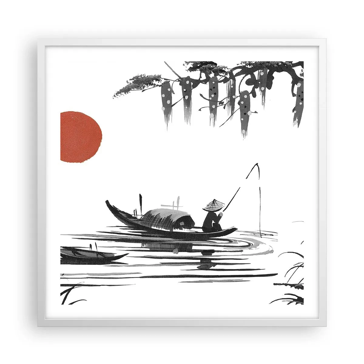 Affiche dans un cadre blanc - Poster - Après-midi asiatique - 60x60 cm