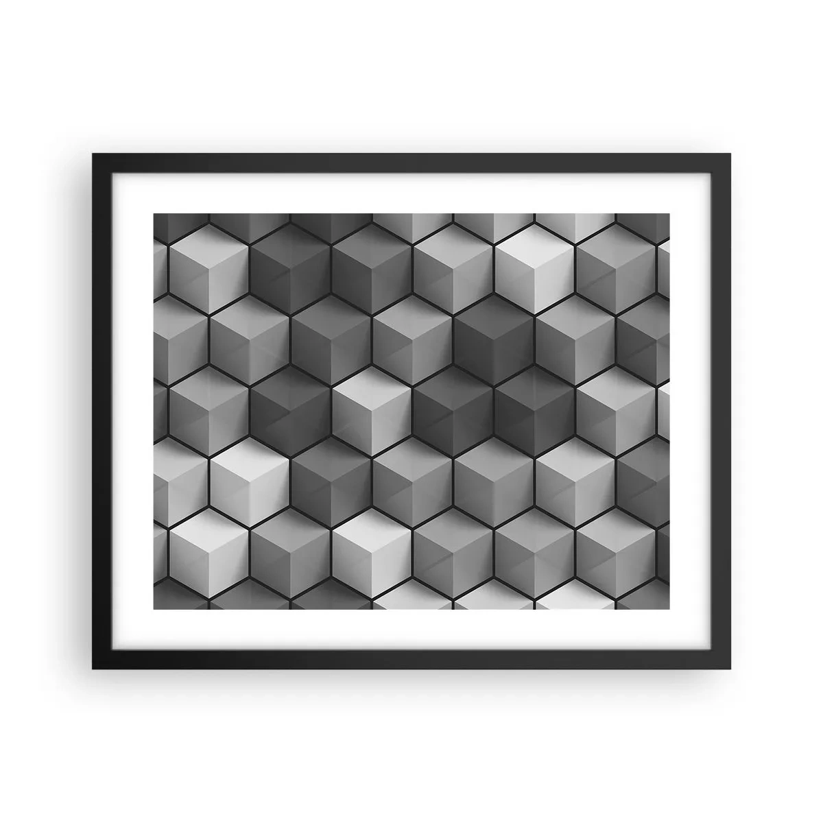 Affiche dans un cadre noir - Poster - Puzzle cubiste - 50x40 cm