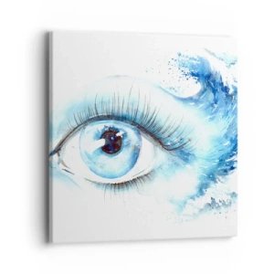 Impression sur toile - Image sur toile - Plongez-vous dans le bleu du regard - 40x40 cm