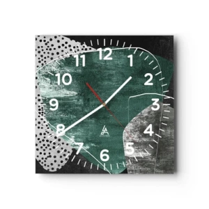 Horloge murale - Pendule murale - Abstraction colorée avec feuille d'or - 40x40 cm