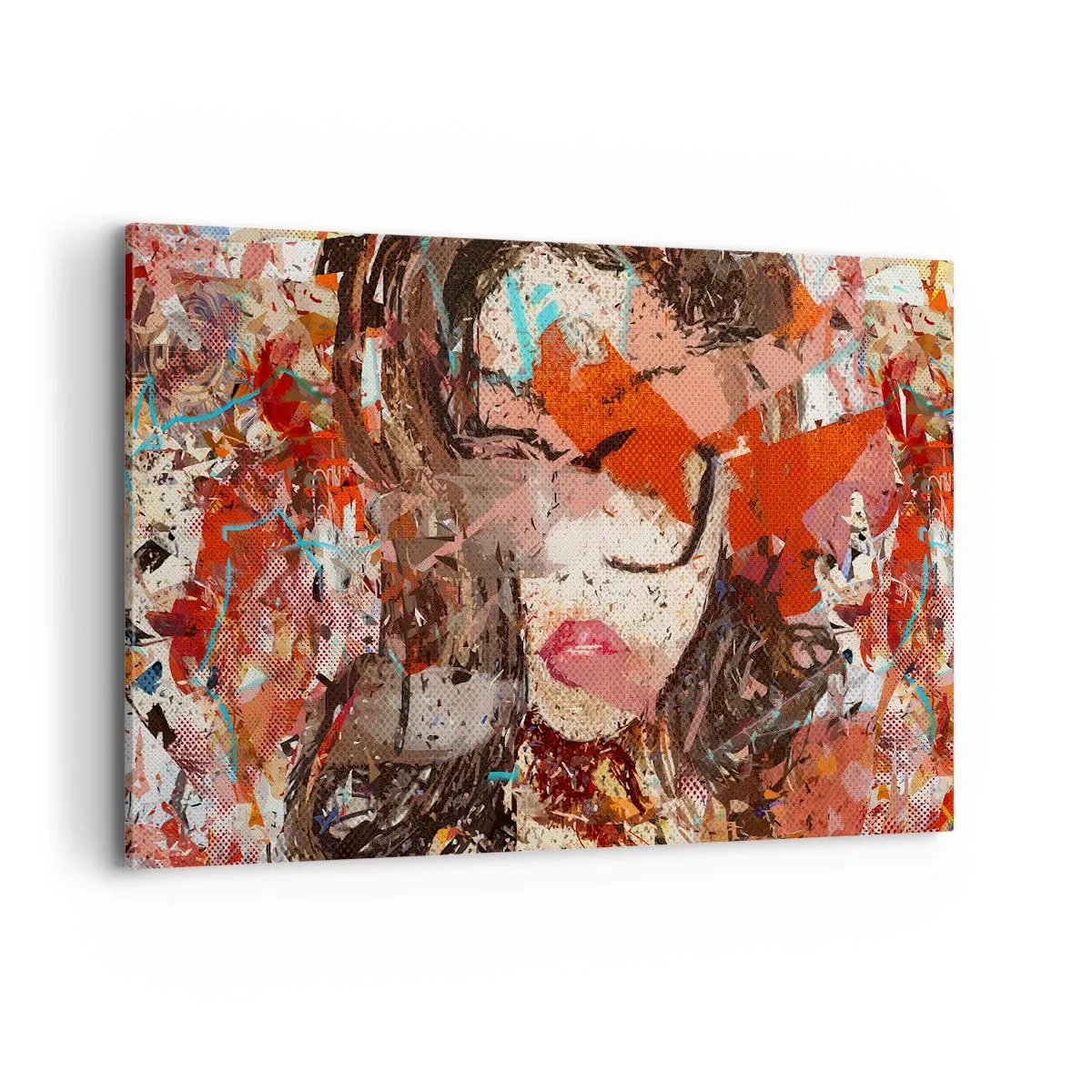 Impression sur toile - Image sur toile - Portrait abstrait d'une femme aux couleurs intenses - 120x80cm - Personne ne sait ce que tu es vraiment - Décoration murale moderne pour le salon et la chambre ARTTOR