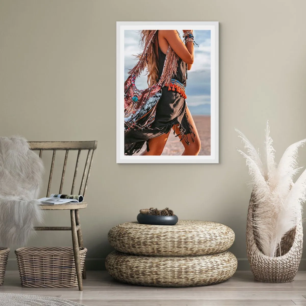 Affiche dans un cadre blanc - Poster - La fille du chaman - 30x40 cm