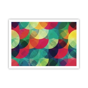 Affiche - Poster - Motifs géométriques colorés composés de cercles et de demi-cercles - 100x70cm - Ascension - Décoration murale moderne pour le salon et la chambre ARTTOR