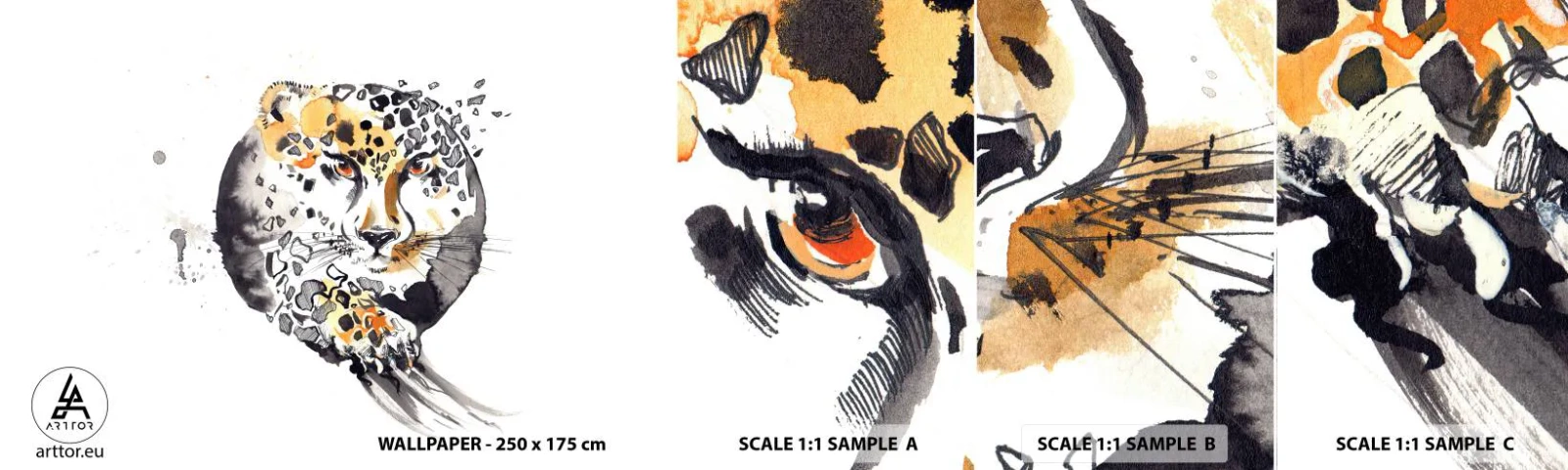 Échantillon De Papier Peint Standard Eco - Drapieżna uroda - Animaux, Panthère, Nature - 100x30 cm