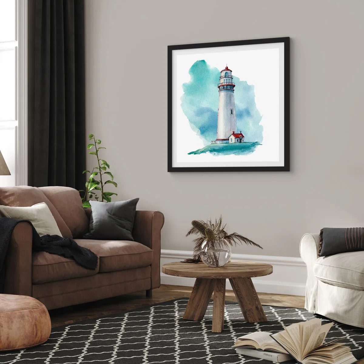 Affiche dans un cadre noir - Poster - La douce sœur du bleu - 60x60 cm