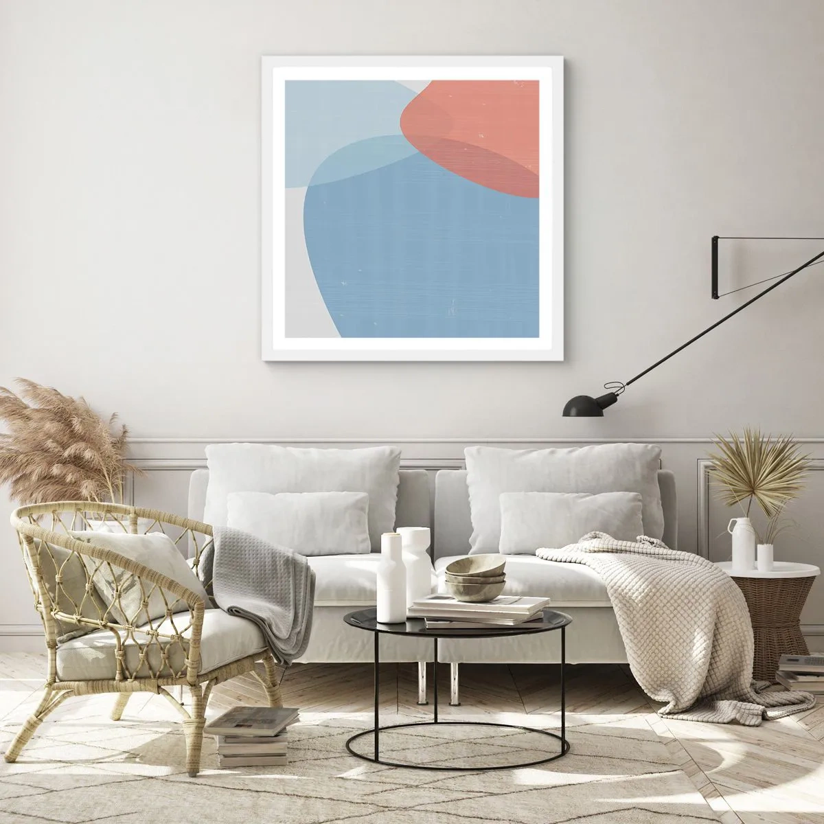 Affiche dans un cadre blanc - Poster - Relations pastel - 50x50 cm