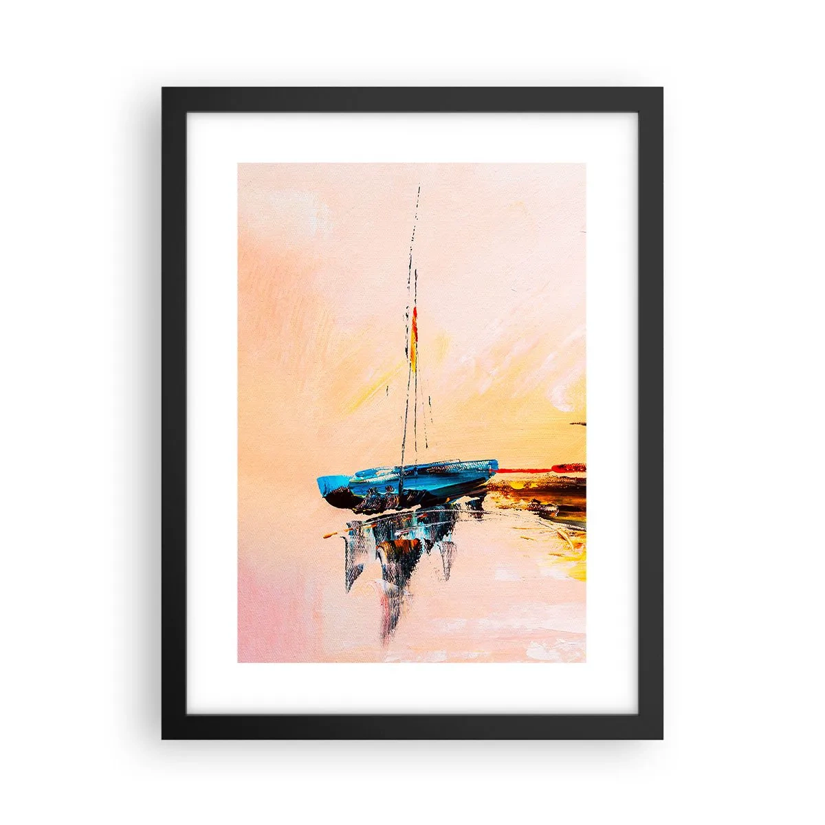 Affiche dans un cadre noir - Poster - Soirée à la marina - 30x40 cm