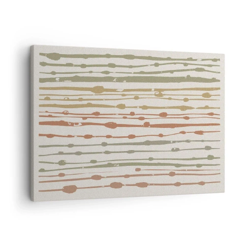 Impression sur toile - Image sur toile - Un motif de lignes aux tons chauds sur un fond clair - 70x50cm - Notation musicale des couleurs - Décoration murale moderne pour le salon et la chambre ARTTOR