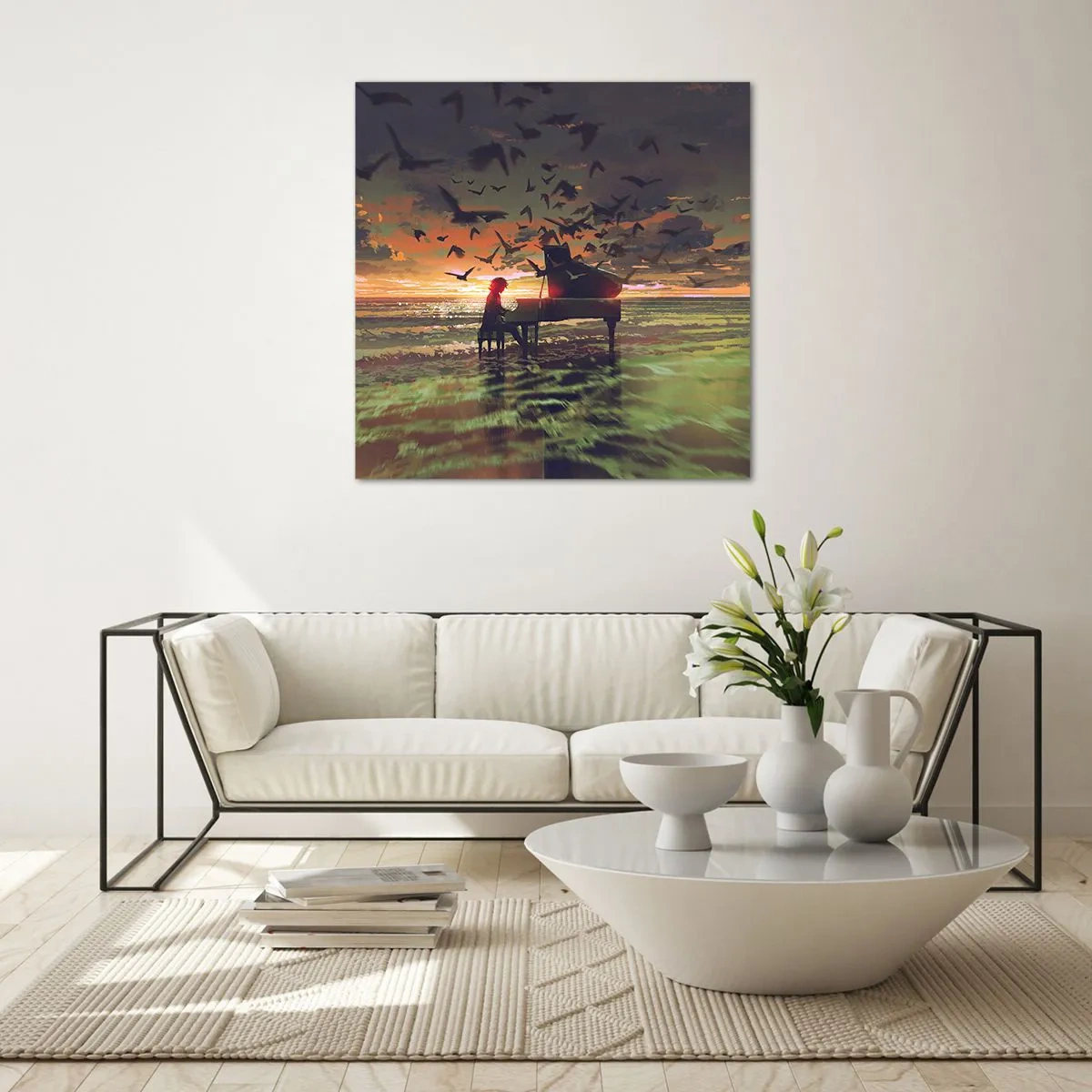 Impression sur verre - Image sur verre - Concert pour piano et vagues - 40x40 cm