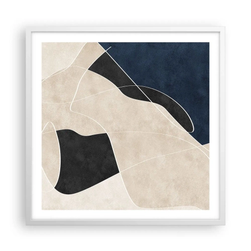 Affiche dans un cadre blanc - Poster - Composition abstraite - contraste de couleurs - 60x60 cm