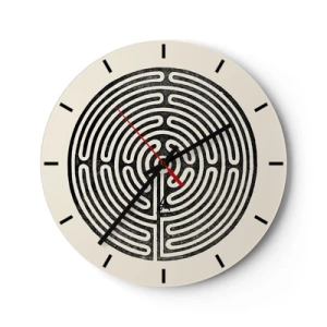 Horloge murale - Pendule murale - Un labyrinthe noir et blanc avec une disposition géométrique sur un fond clair - 30x30cm - Ordre mystérieux - Décoration murale moderne pour le salon, la cuisine et la chambre ARTTOR