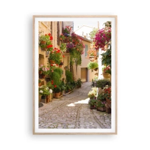 Affiche dans un chêne clair - Poster - Une inondation de fleurs  - 70x100 cm
