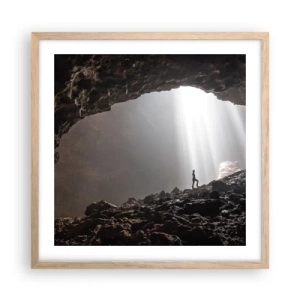Affiche dans un chêne clair - Poster - Grotte lumineuse - 50x50 cm
