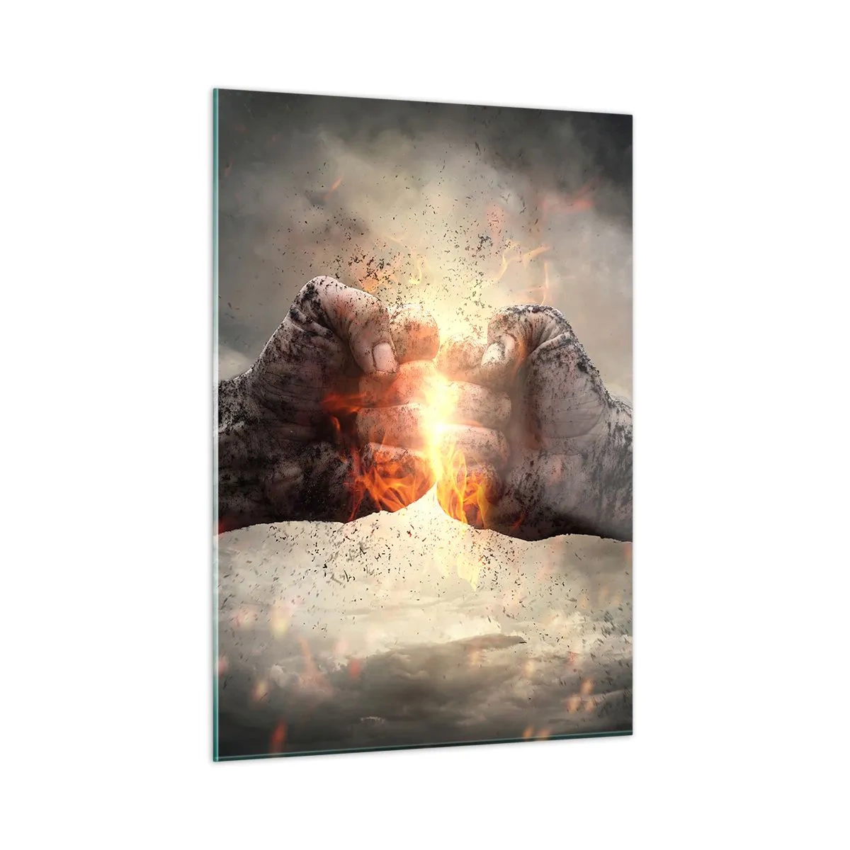 Impression sur verre - Image sur verre - Résistez au combat - 50x70cm - Lève-toi pour le combat - Décoration murale moderne pour le salon et la chambre ARTTOR
