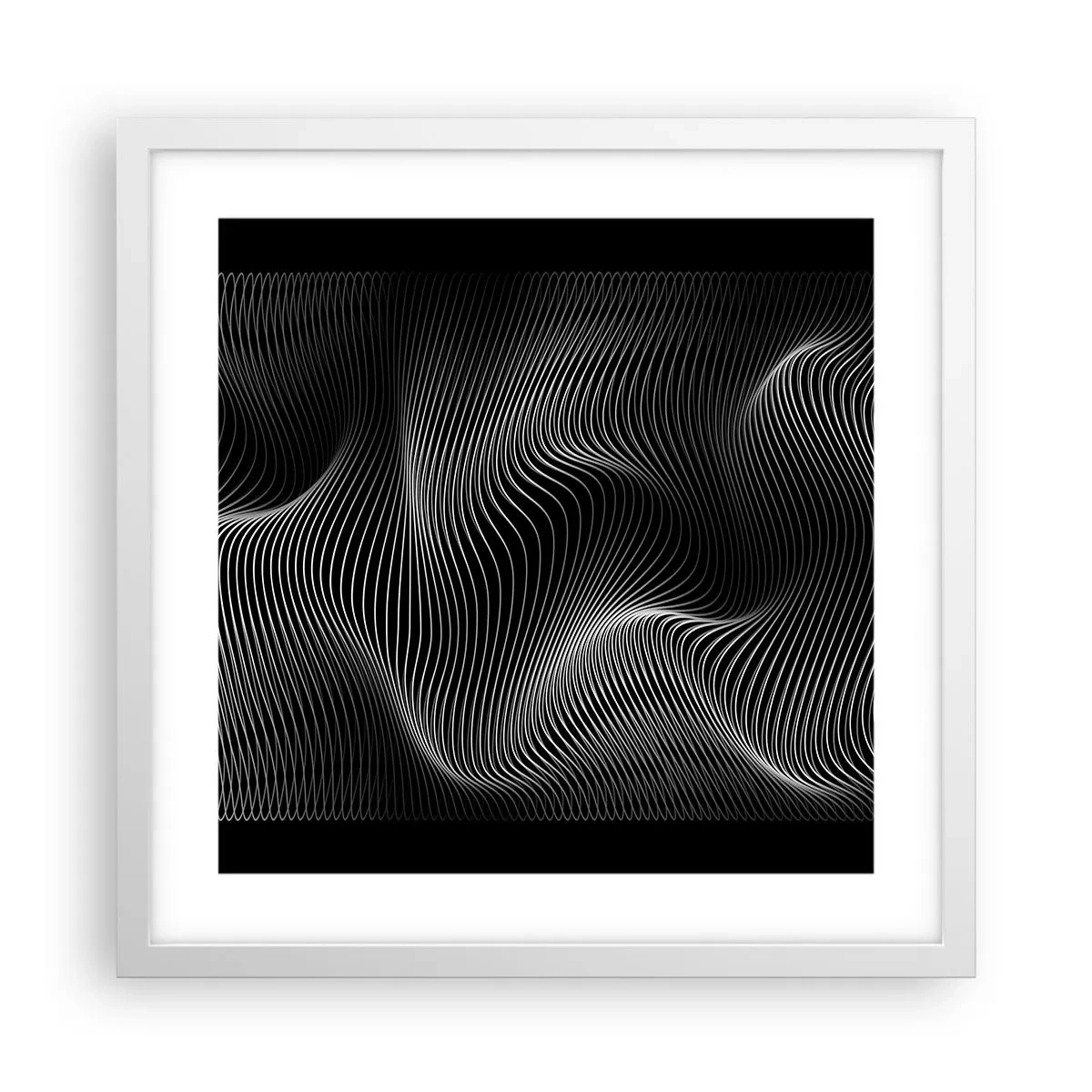 Affiche dans un cadre blanc - Poster - Danse de lumière dans l'espace - 40x40 cm