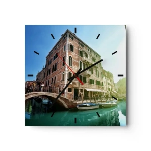 Horloge murale - Pendule murale - Pont et canal de Venise avec une architecture historique - 30x30cm - Venise - Amore Moi - Décoration murale moderne pour le salon et la chambre ARTTOR
