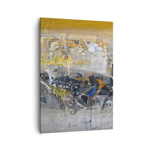 Impression sur toile - Image sur toile - Abstraction avec des nuances dominantes de jaune et de gris - 50x70cm - Tout se met en place - Décoration murale moderne pour le salon et la chambre ARTTOR