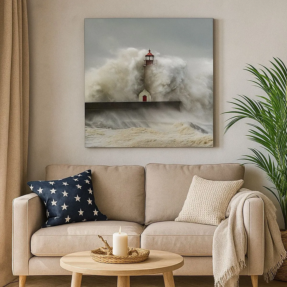 Impression sur toile - Image sur toile - La colère de l'océan - 30x30 cm