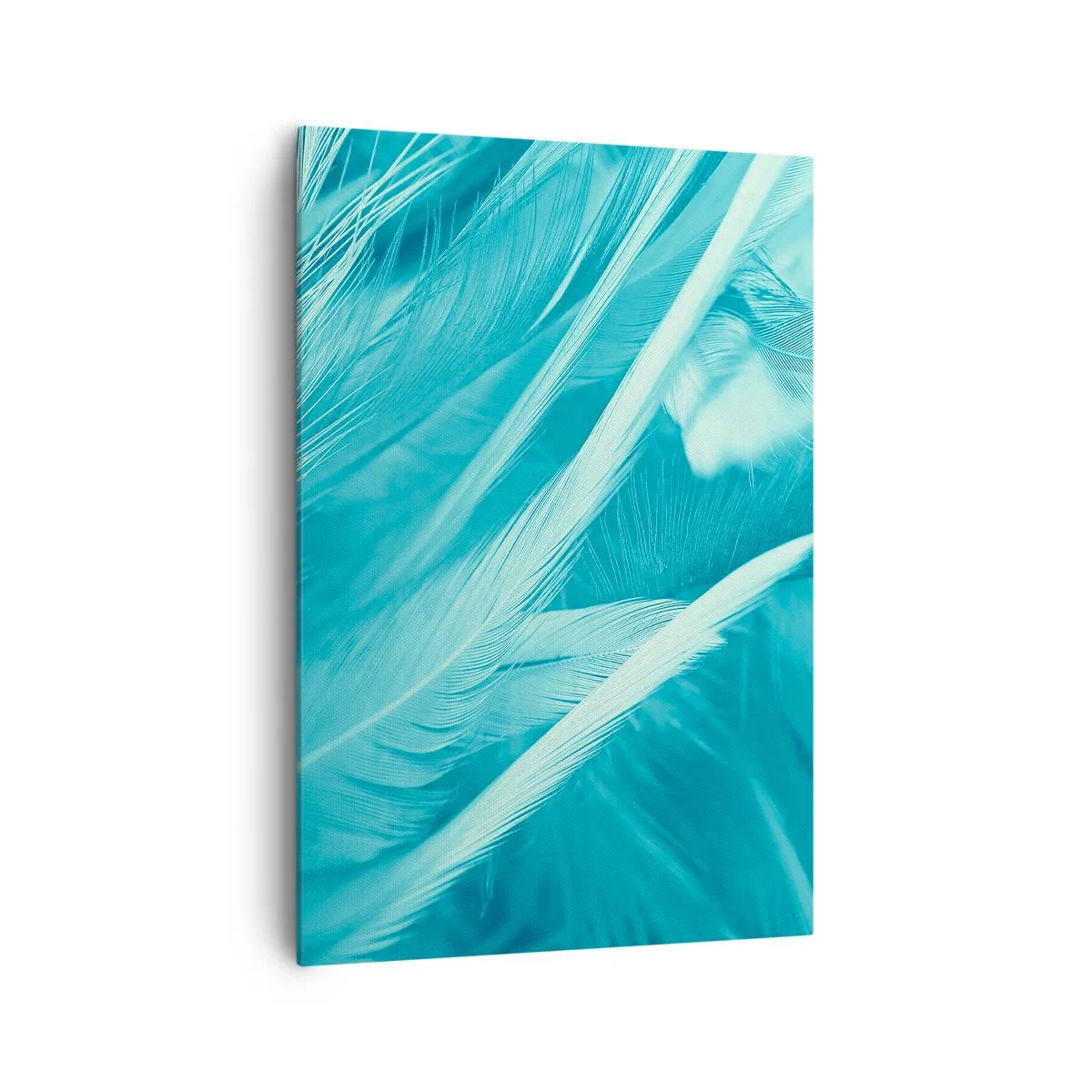 Impression sur toile - Image sur toile - Gros plan de délicates plumes turquoises - 70x100cm - Se noyer dans les plumes - Décoration murale moderne pour le salon et la chambre ARTTOR