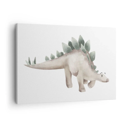 Impression sur toile - Image sur toile - Un dinosaure mignon aux couleurs pastel - 70x50cm - Votre ami - Décoration murale moderne pour le salon et la chambre ARTTOR
