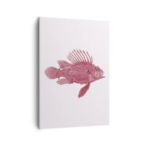 Impression sur toile - Image sur toile - Dessin d'un poisson dans une teinte rouge - 50x70cm - Un habitant des eaux exotiques - Décoration murale moderne pour le salon et la chambre ARTTOR