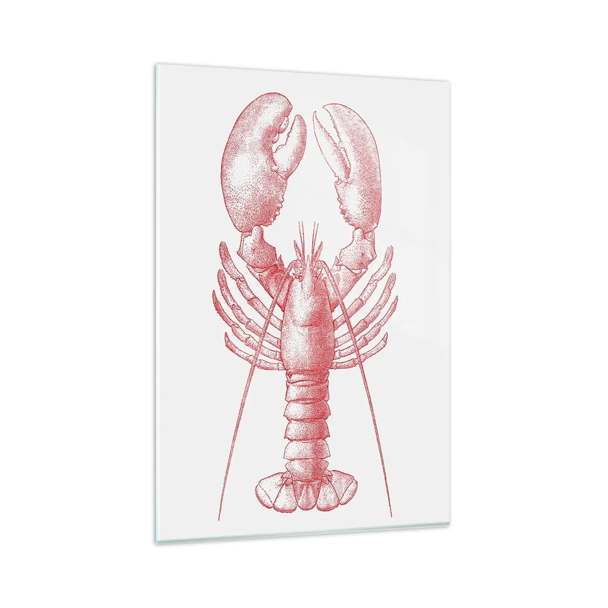 Impression sur verre - Image sur verre - Dessin d'un homard dans une teinte rouge - 80x120cm - Un homard digne d'Homère - Décoration murale moderne pour le salon et la chambre ARTTOR