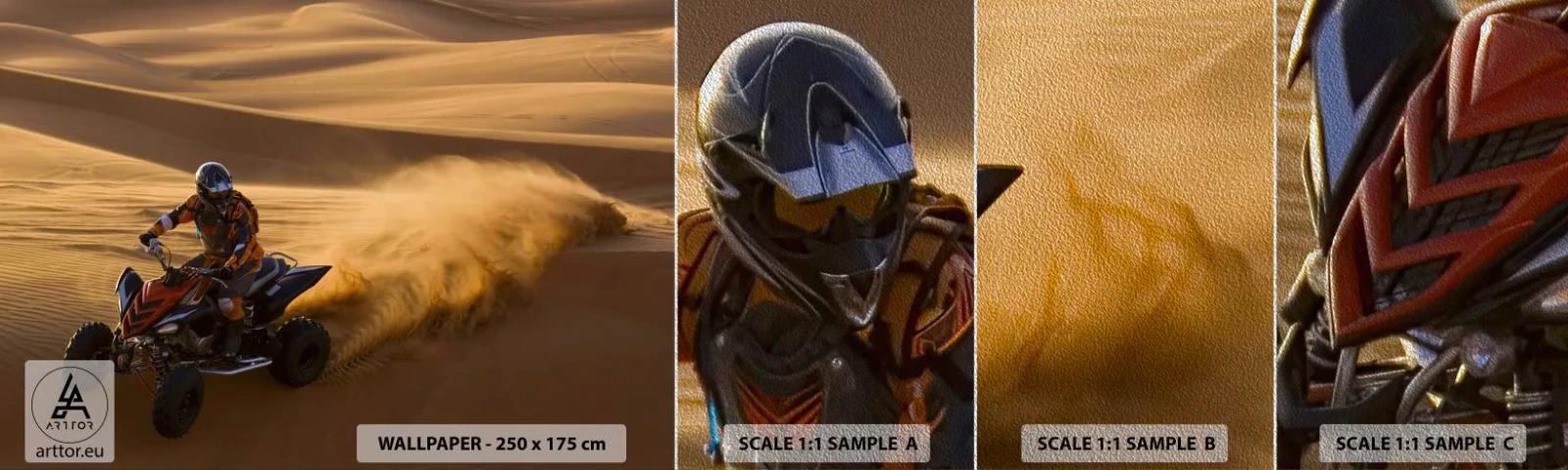 Échantillon de Papier Peint Premium Sand - Sur les vagues de sable - Quad, Automobile, Désert - 100x30 cm