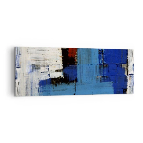 Impression sur toile - Image sur toile - Composition abstraite dans les tons de bleu et de blanc - 140x50cm - Secret de bleu - Décoration murale moderne pour le salon et la chambre ARTTOR