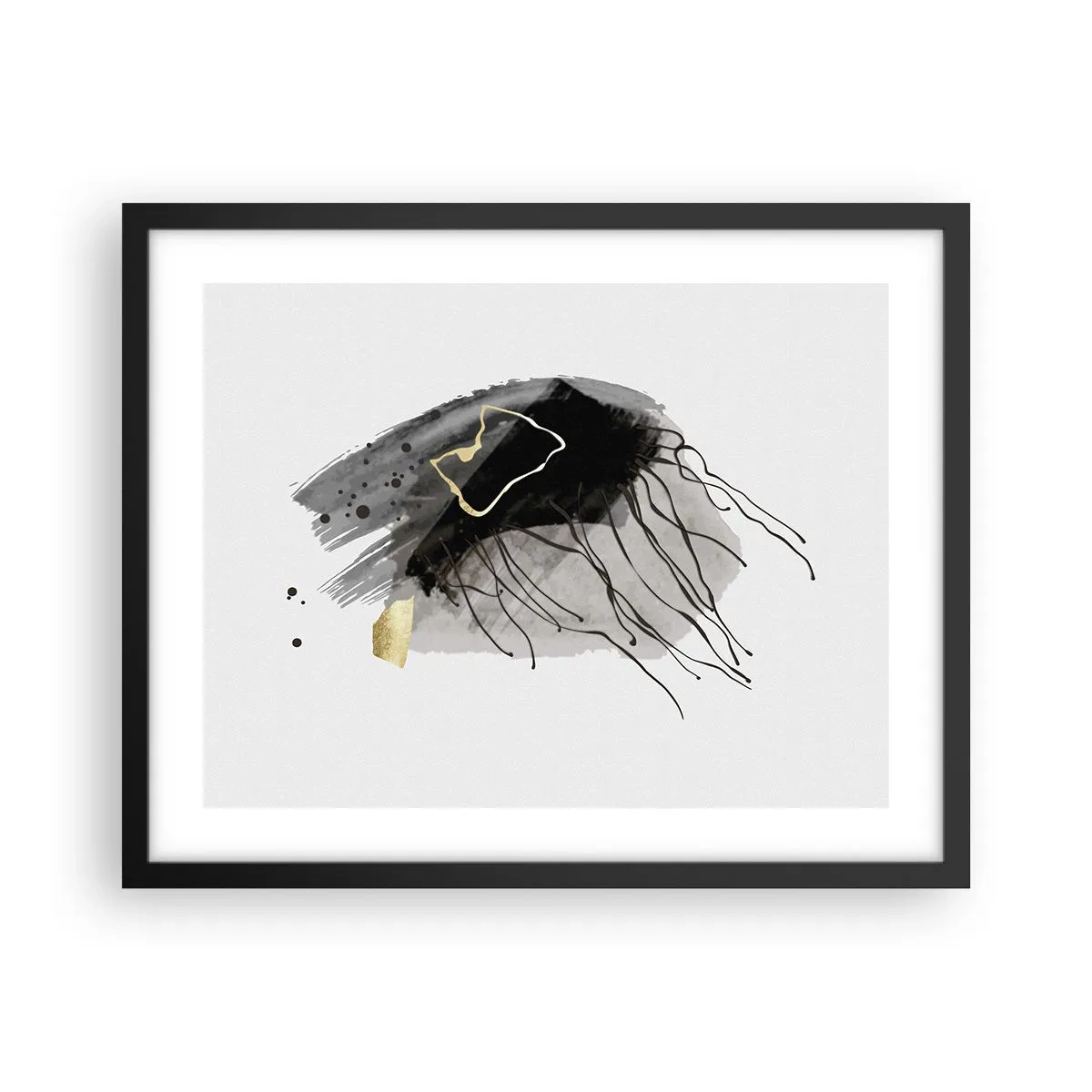 Affiche dans un cadre noir - Poster - En noir et en or - 50x40 cm