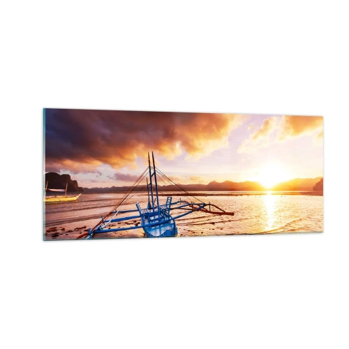 Impression sur verre - Image sur verre - Allongez-vous dans le sable après une longue journée - 100x40 cm