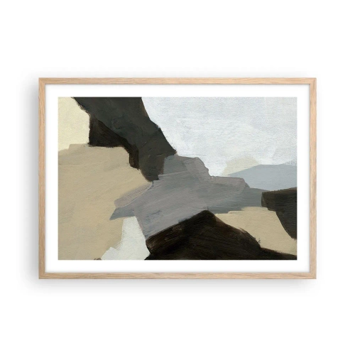 Affiche dans un chêne clair - Poster - Abstraction : le carrefour du gris - 70x50 cm