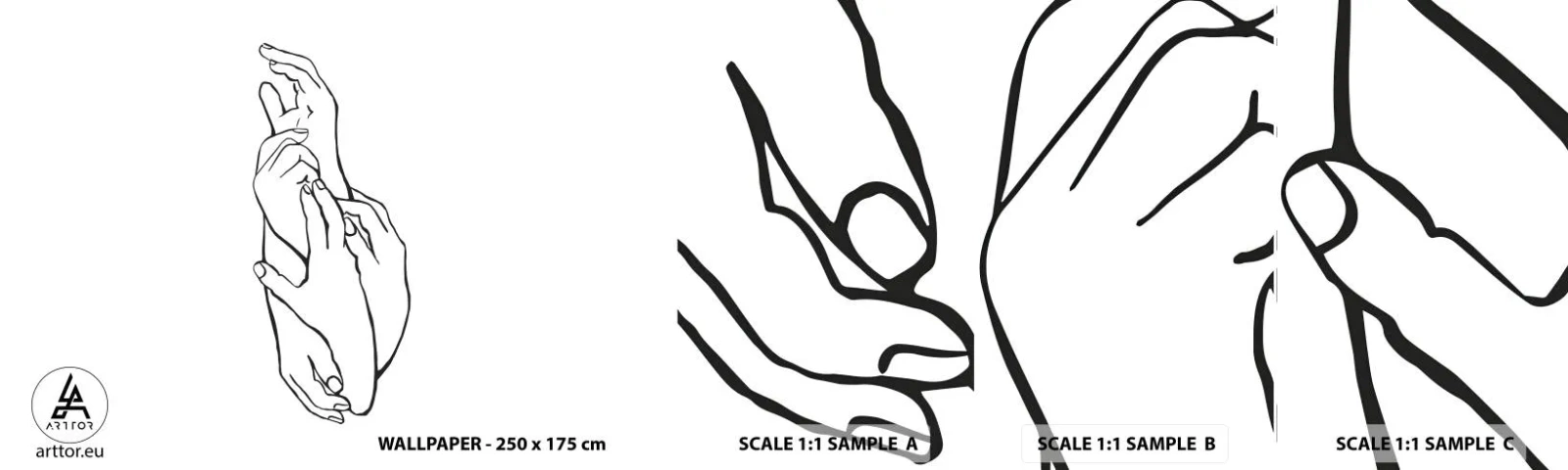 Échantillon De Papier Peint Standard Eco - Bon contact - Mains, Doubler, Minimalisme - 100x30 cm