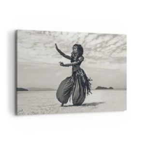 Impression sur toile - Image sur toile - Danseuse exotique sur fond de désert - 100x70cm - Danse des îles du sud - Décoration murale moderne pour le salon et la chambre ARTTOR