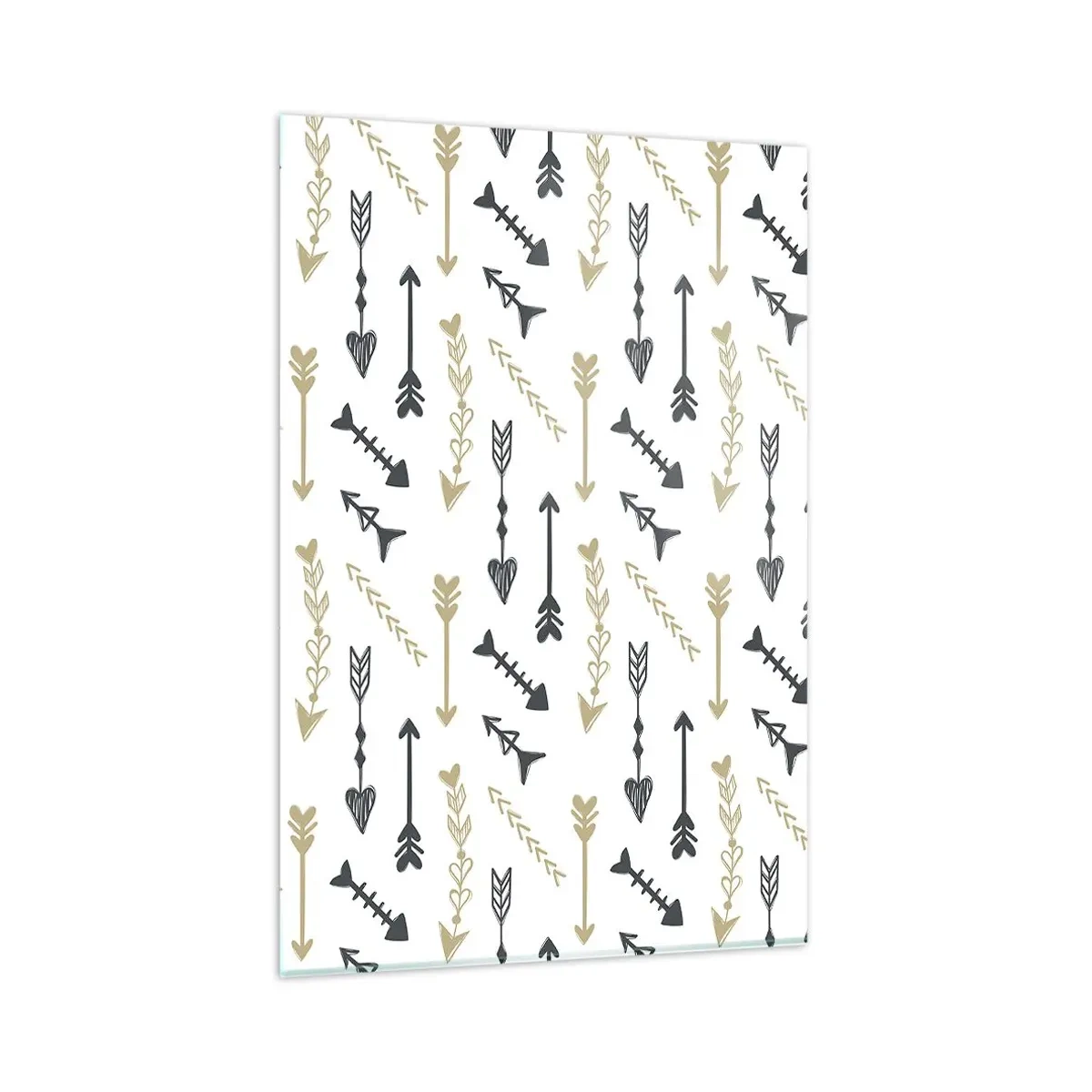 Impression sur verre - Image sur verre - Un motif minimaliste avec des flèches aux couleurs beige et grise. - 80x120cm - Le rêve de l'archer - Décoration murale moderne pour le salon et la chambre ARTTOR
