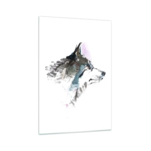 Impression sur verre - Image sur verre - Loup aquarelle dans un style minimaliste - 70x100cm - On parle du loup - Décoration murale moderne pour le salon et la chambre ARTTOR