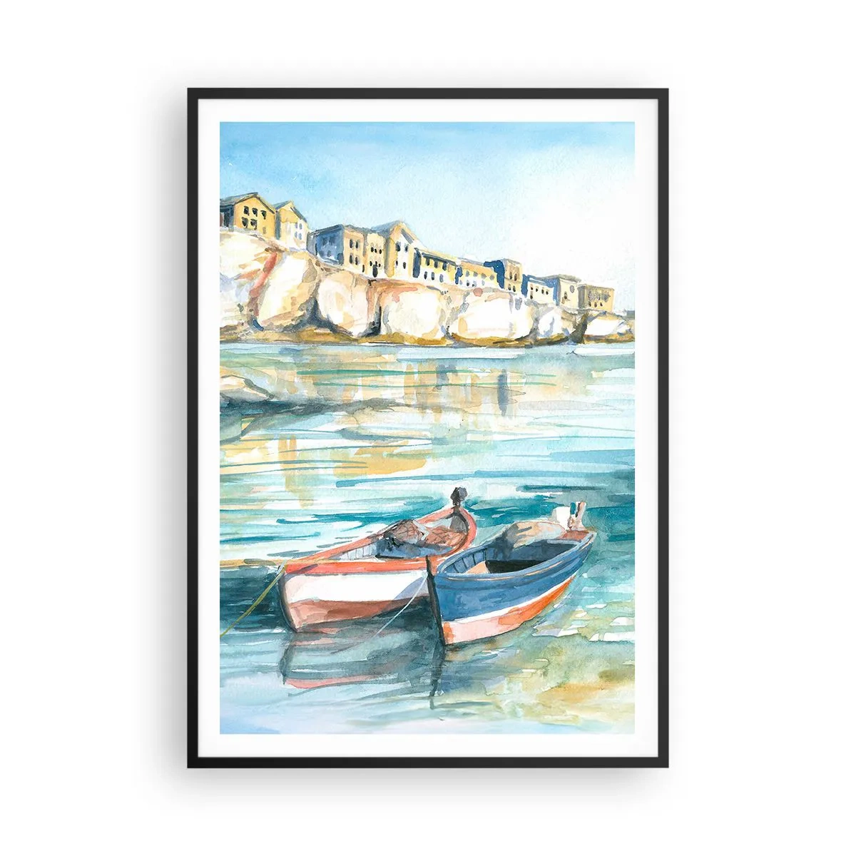 Affiche dans un cadre noir - Poster - Paysage dans l'azur - 70x100 cm