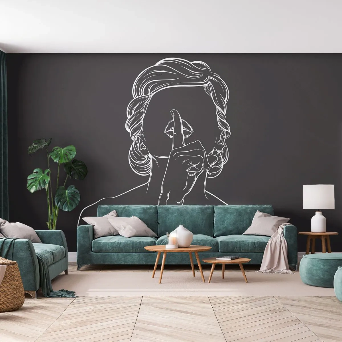 Papier Peint Photo Premium Canvas - La beauté s'épanouit en silence - Femme, Dessin, Doubler - 250x175 cm
