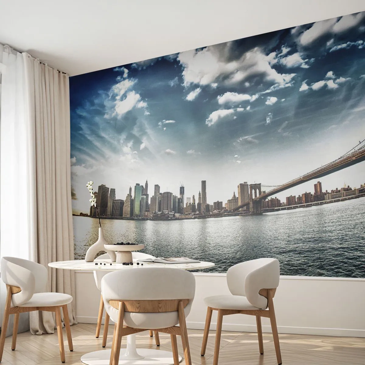 Papier Peint Autocollant Deluxe Sticker - L'île de verre - Ville, New York, Architecture - 250x175 cm