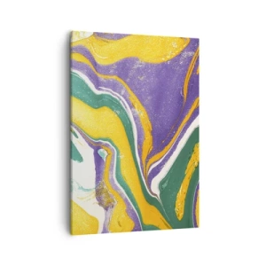 Impression sur toile - Image sur toile - Motif de marbre abstrait aux couleurs vives - 50x70cm - Ondes de couleur - Décoration murale moderne pour le salon et la chambre ARTTOR