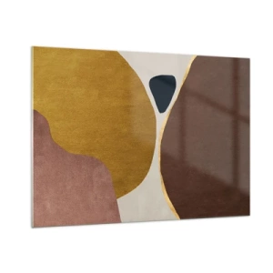 Impression sur verre - Image sur verre - Une composition minimaliste de formes abstraites - 100x70cm - L'abstraction – une place dans l'espace - Décoration murale moderne pour le salon et la chambre ARTTOR