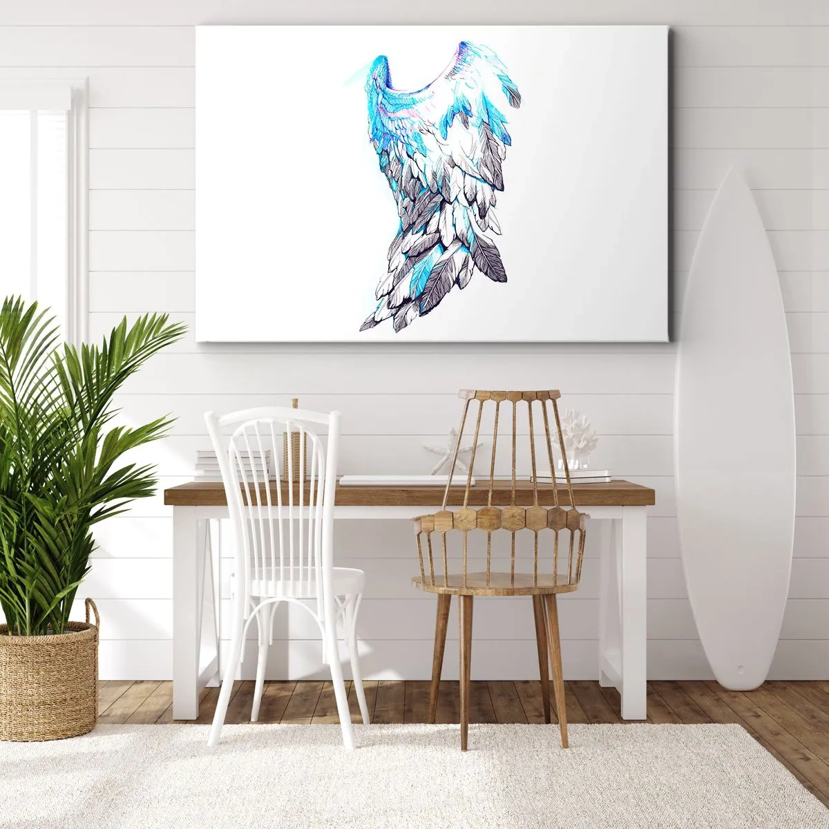 Impression sur toile - Image sur toile - Ailes d'ange délicates aux tons pastel - 100x70cm - j'ai besoin d'ailes - Décoration murale moderne pour le salon et la chambre ARTTOR