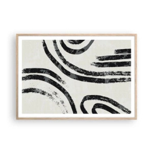 Affiche dans un chêne clair - Poster - À moitié arrêté - 100x70 cm