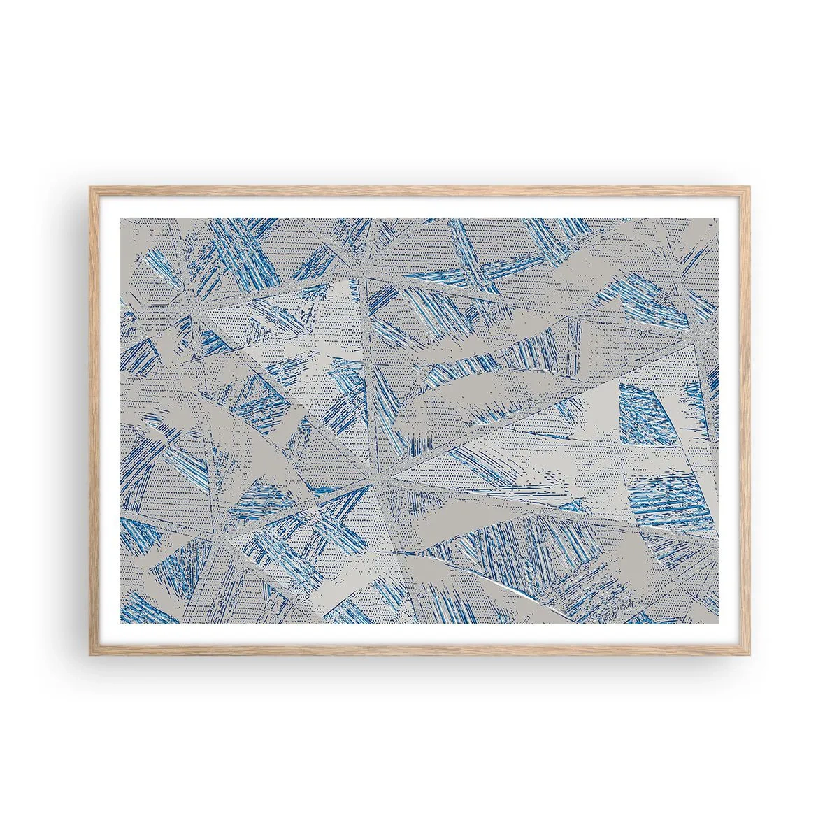 Affiche dans un chêne clair - Poster - Dans un labyrinthe bleu-gris - 100x70 cm