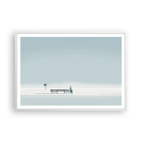 Affiche dans un cadre blanc - Poster - Oui, j'attends. - 100x70 cm