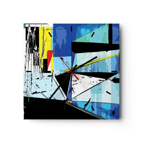 Horloge murale - Pendule murale - Composition géométrique abstraite aux couleurs vives - 30x30cm - Regardez le monde sous un certain angle… - Décoration murale moderne pour le salon et la chambre ARTTOR