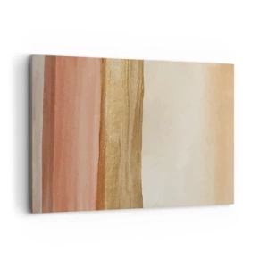 Impression sur toile - Image sur toile - Rayures abstraites dans les tons beige, or et rose sur toile - 120x80cm - Composition verticale - Décoration murale moderne pour le salon et la chambre ARTTOR