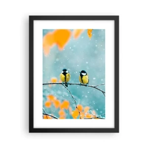 Affiche dans un cadre noir - Poster - Potins d'oiseaux - 30x40 cm