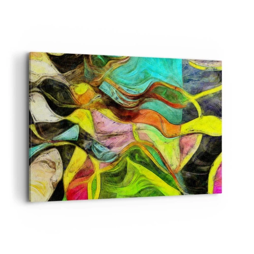 Impression sur toile - Image sur toile - Une composition abstraite avec des taches colorées et des lignes dynamiques. - 120x80cm - Le mouvement c'est la vie - Décoration murale moderne pour le salon et la chambre ARTTOR